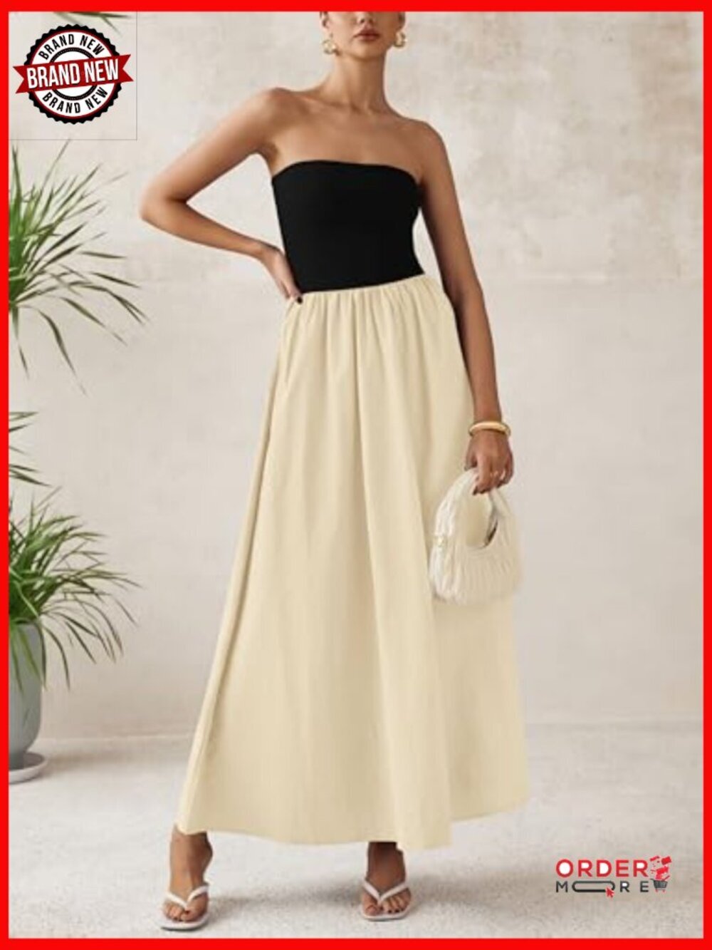 Strapless Maxi Dress Tube Top A-Line Long Formal Cocktail Party Dress - Picture 3 of 7
